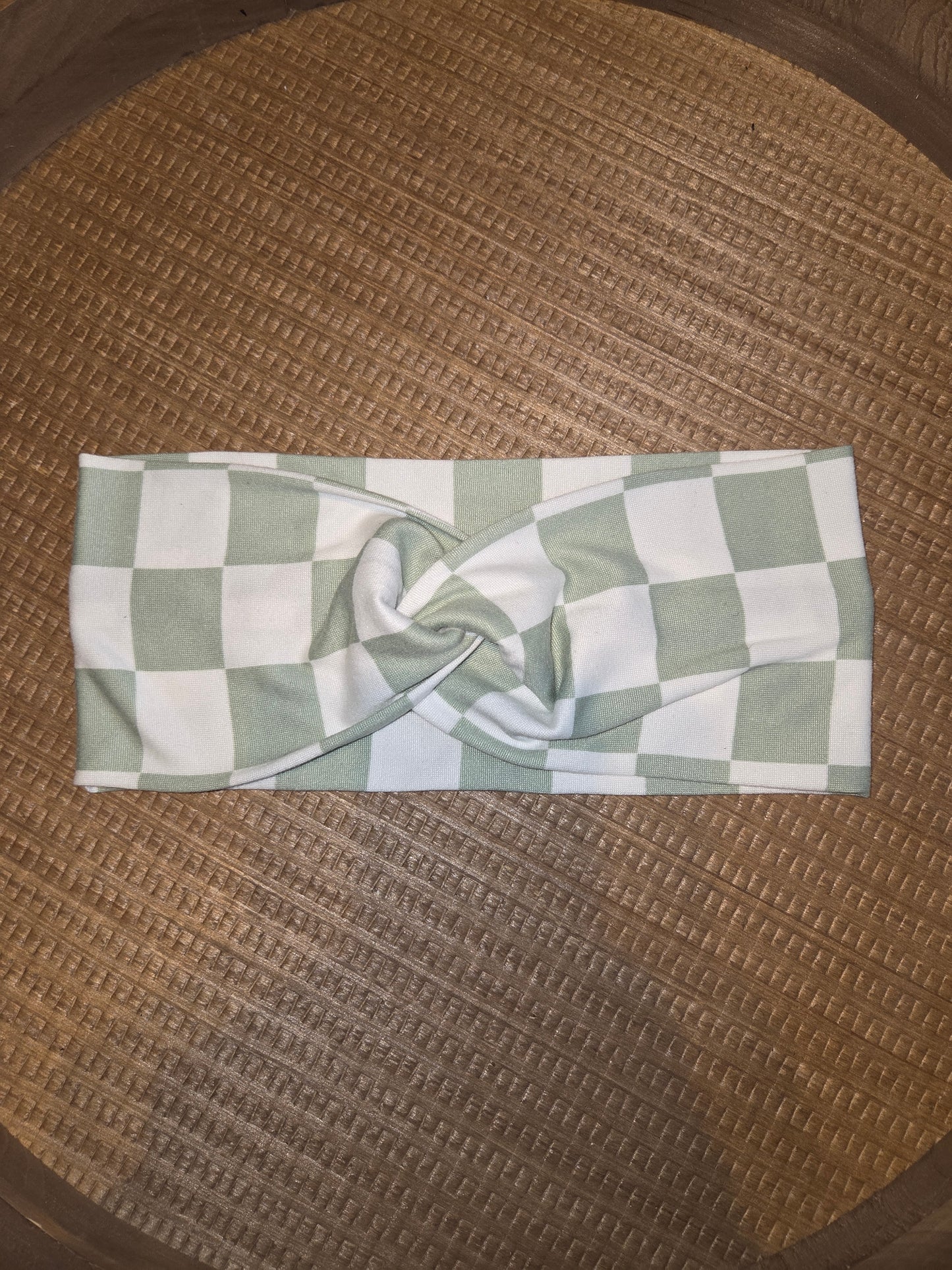 Green & White Checkered Headband