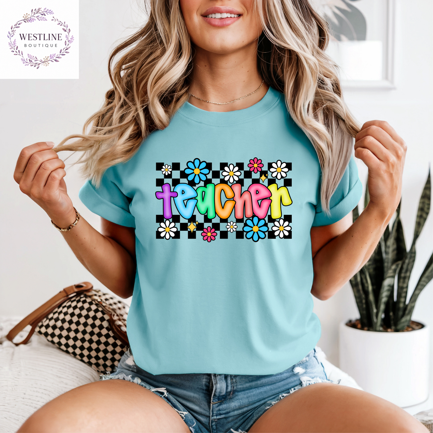 Floral Checkered Teacher