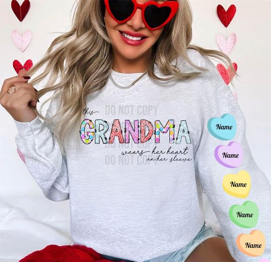 This Grandma wears her heart of her Sleeve (Customizable)