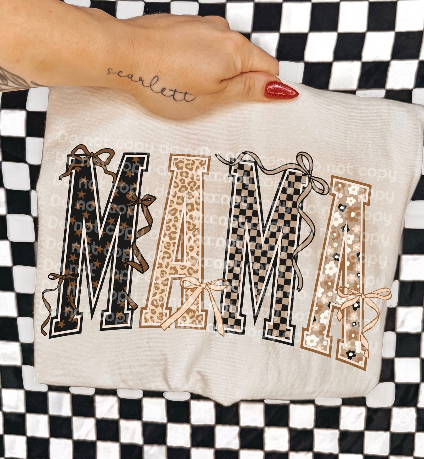 Brown Checkered Floral Mama