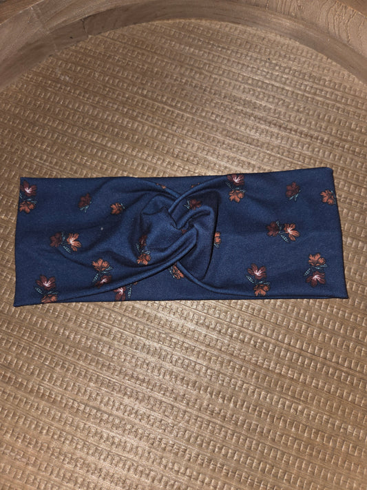 Navy Blue Floral Headband